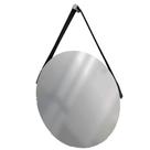 Espelho Decorativo Adnet Vintage Alça material sintético Preta 50 cm Redondo