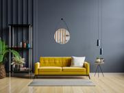 Espelho Decorativo Adnet Wood Preto Alça material sintético Preta 38 cm Redondo