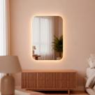 Espelho Decorativo de Parede Orgânico com Led Mod Retangular 55x75 para Sala Quarto Banheiro Hall