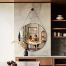 Espelho Decorativo Lavabo Organico Redondo 40cm + Suporte
