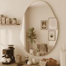 Espelho Decorativo Orgânico Lapidado Polido Parede Quarto Banheiro Sala Sem Moldura Design Moderno Minimalista Sofisticado