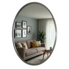 Espelho Decorativo Oval - Moldura Alumínio Prateado 45x35cm