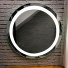 Espelho Decorativo Vidro Redondo Lapidado Led Banheiro 40cm Com Fonte Acompanha Dupla Fita Dupla Face Para Decoração