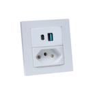 Espelho Duplo Reto com 1 Tomada 10A 2 Usb 9.0A