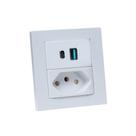 Espelho Duplo Reto com 1 Tomada 10A 2 Usb 9.0A