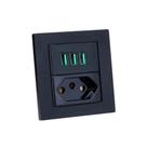 Espelho Duplo Reto Com 1 Tomada 10A 3 Usb 5.2A