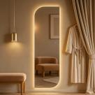 Espelho Grande 150x40cm Corpo Inteiro com LED Touch Bivolt 3 Cores Quente Neutra Fria Para Quarto Sala Vidro 3mm Sem Moldura LOPAZZI