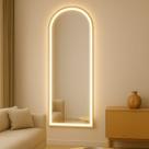 Espelho Grande Arco Meio Corpo Jateado Led 60x120 Decorativo