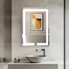 Espelho Grande Decorativo com Led Retangular Iluminado 70x50cm Touch Screen Banheiro Sala Quarto Halls