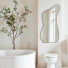 Espelho Grande Decorativo Orgânico 60x110cm Lapidado Luxo Lavabo Quarto Sala Banheiro Escritório