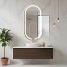 Espelho Grande Oval com LED 60x40cm Touch Screen Design Moderno para Banheiros Sala Quarto Hall Corredores
