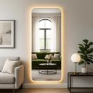 Espelho Grande Retangular 150x40 Decoração Corpo Inteiro com LED - Luz fria e Luz quente