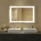 Espelho Jateado com Led Touch 80x60 Moderno Luxo Retangular