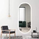 Espelho Lapidado Oval Iluminado com led frio - 50x100cm