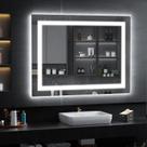 Espelho Led 70x50 Cm Retangular Jateado Touch Screen Premium