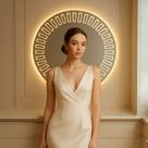Espelho Led 80 cm 3 cores mandala Botão Touch Luz Ajustável Dimerizável Redondo luz decorativa decoração