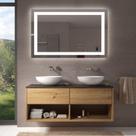 Espelho Led 80cm 100x 50 cm frio Botão Touch Luz Ajustável Dimerizável retangular luz frontal banheiro retro iluminado