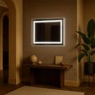 Espelho Led Branco Jateado Luxo Com Decoração De Sala Quarto Hall