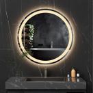 Espelho Led Jateado Iluminado 40x40 Cm Touch Screen Fonte
