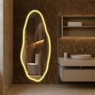 Espelho LED Jateado Organico Com Borda Infinita Bivolt Decoração De Luxo Hall
