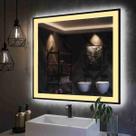 Espelho Led Jateado Quadrado 70x70 Cm Touch-screen Bivolt