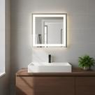 Espelho LED Quadrado Jateado Lapidado Moderno e Luxuoso Camarim escolha tamanho 30x30 40x40 50x50 60x60 70x70 80x80 90x90 100x100
