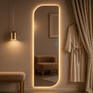 Espelho Lopazzi com LED Touch Bivolt 3 Cores Quente Neutra Fria Grande 150x40cm Corpo Inteiro para Quarto Sala Vidro 3mm Sem Moldura LOPAZZI