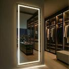 Espelho Lopazzi Diversas Variações Com 3 Tonalidades de Led Jateado 170x70cm Para Closet,Hall,Lavabo,Sala de Estar,Quarto, Salão de Beleza e Barbearia