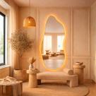 Espelho Lopazzi Grande Corpo Inteiro Decorativo Com Led Orgânico 90cm