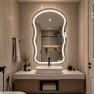 Espelho Lopazzi Orgânico Aura 90x60cm com LED para Lavabo,Penteadeira,Mesa de Maquiagem,Quarto
