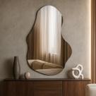 Espelho Lopazzi Orgânico Grande Decorativo 70x50 Vidro Luxo Banheiro Sala Quarto Hall com suporte e Borda Polida