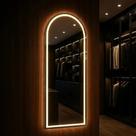 Espelho Lopazzi Oval Base Reta 170x70 Com 3 Tons de Led Para Closet,Loja de Roupas, Recepção