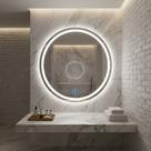 Espelho Lopazzi Redondo Bivolt com Led Jateado 3tons 80x80 Polido P/Lavabo, Penteadeira,Quarto,Hall