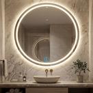 Espelho Lopazzi Redondo com Led Jateado Lapidado 100x100 P/ Lavabo, Quarto, Penteadeira