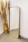 Espelho luxo retangular retrô corpo inteiro 150x60cm banheiro sala quarto hall moldura dourado