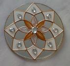 Espelho Mandala Ouro e Branco 12cm para porta de entrada