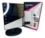 Espelho Mesa Portátil 16 Leds Botão Touch À Pilha Cabo Usb -