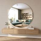 Espelho Multiuso Lapidado Decorativo Redondo 50cm Diam. Fita Dupla Face