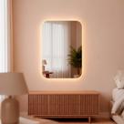 Espelho Orgânico de Parede Led Frio Retangular 55x75cm para Sala Quarto Banheiro