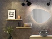 Espelho orgânico decorativo iluminado com led quente 45x80cm