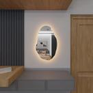 Espelho Orgânico Decorativo Lapidado com LED 90x60 cm E05 para Sala, Quarto, Banheiro, Cozinha, 3000K 110v (LED QUENTE)