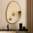 Espelho Orgânico Decorativo Oval 60x40cm Moldura Em Couro