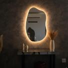 Espelho Orgânico Dunna Com Led Quente De Banheiro Salão Camarim Closet Decorativo Quarto Sala Hall Demoglass