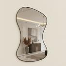 Espelho Orgânico Grande 100x50 com Moldura Preta Decorativo Parede Sala Quarto Banheiro