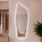 Espelho Organico Moai 150x50cm Com Led Espelho de Parede Para Sala Quarto Decorativo