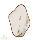 Espelho Organico Ondulado 60X40cm Moldura em Madeira Natural Luxuoso