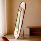 Espelho Orgânico Pílula 36x146cm com Suporte de Chão Decorativo Sala Banheiro Quarto