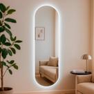 Espelho Orgânico Pílula com Led Quente Corpo Inteiro 150x50cm Banheiro Sala Quarto