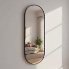 Espelho Oval 150x50cm Moldura em Couro Yescasa