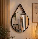 Espelho Oval Adnet 40cm com Acabamento em Couro e Design Moderno Para decorar sala de estar, sala de jantar, lavabo